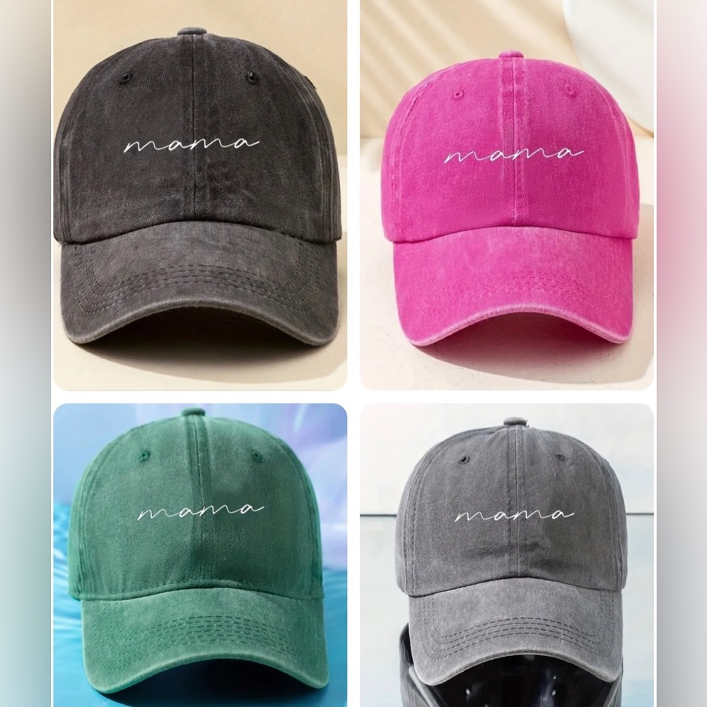 “Mama” Solid Color Washed Baseball Cap - Picture 1 of 3